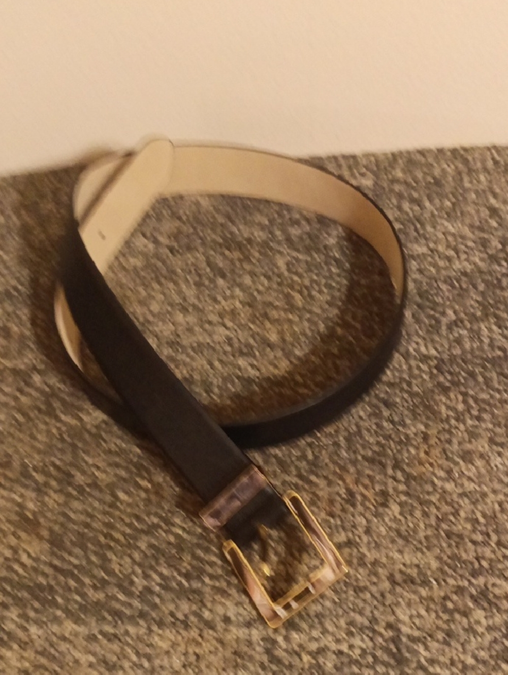 Vincent Camuto Classic Black Leather Belt with Gold Buckle Size Small